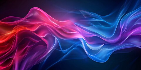 Tri panel artwork capturing the movement of dynamic curves in blue and gradient red