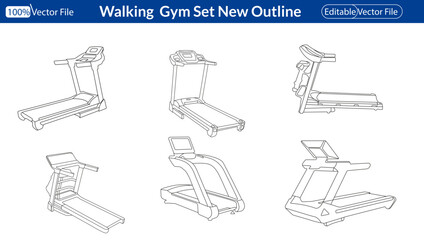 Gym Gymnasium People Sport Exercise Workout Equipment Tool Fitness Man Training. walking gym equipment outline vector.  trainer silhouettes vector illustration