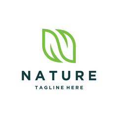 Initial Letter N with Leaves For Business Brand Inspiration Logo Design