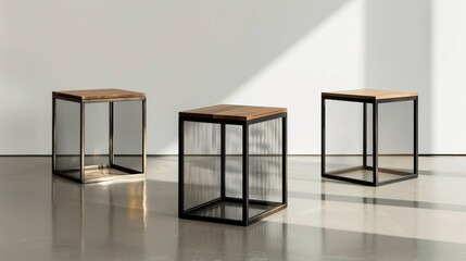 Wireframe Side Tables Minimal side tables with metal frames