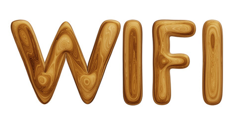 Wooden WiFi text for technology concept