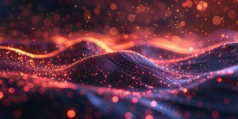 Obraz premium A blurry image of a mountain range with a red and blue color scheme