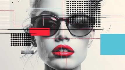Grunge noise Creative Mixed media collage retro futuristic poster with 80s and 90s high fashion aesthetic. Beautiful vintage backdrop, grunge graphic design style.