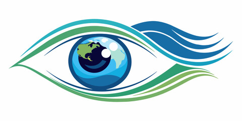 his vector depicts an eye with Earth as the pupil, symbolizing a vision for global environmental awareness.