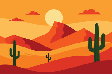 Desert landscape, Arizona or Africa nature scene vector design