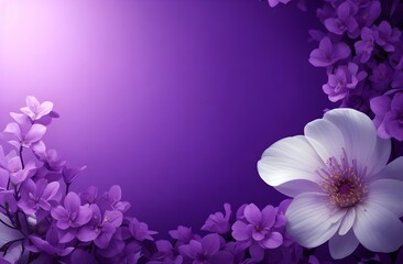 A vibrant purple background with flowers