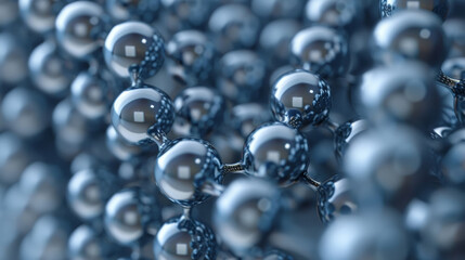A closeup of a unique type of nanomaterial made up of tiny spheres stacked on top of each other like Lego blocks. The spherical structure allows for maximum surface area exposure