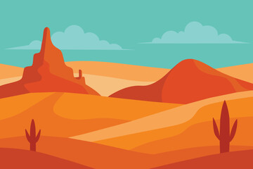 Desert landscape, Arizona or Africa nature scene vector design