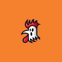 Ghost rooster head logo design.