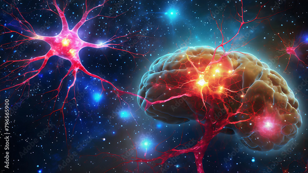 Wall mural galactic brain synapse visualization