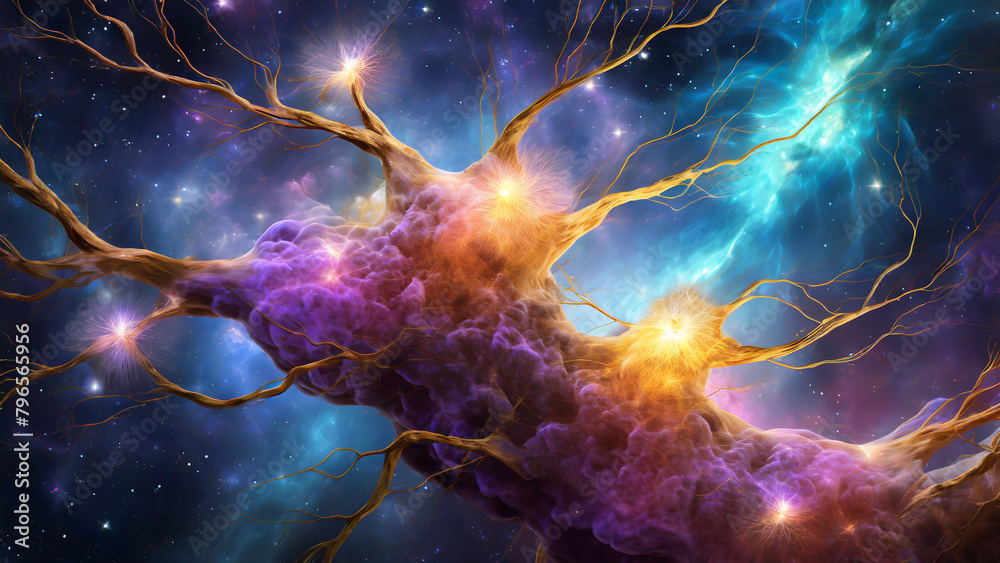 Wall mural cosmic synapse tree abstract