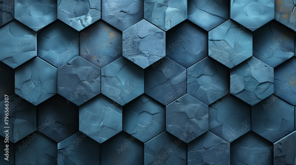 Fototapete abstract blue background with a seamless pattern of 3d cubes,colorful geometric triangle mosaic text