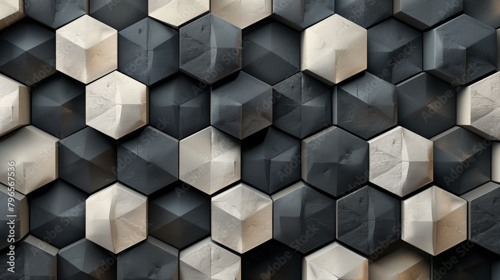 Fototapete abstract blue background with a seamless pattern of 3d cubes,colorful geometric triangle mosaic text