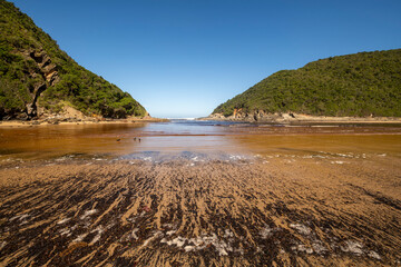 Natures Valley where the Salt River Mouth opens to the Indian Ocean, near Plettenberg Bay,  in the Garden Route of South Africa, 