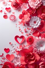 Romantic paper flower art background