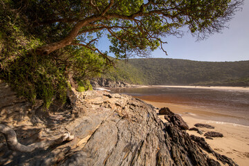 Natures Valley where the Salt River Mouth opens to the Indian Ocean, near Plettenberg Bay,  in the Garden Route of South Africa, 