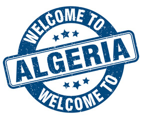 Welcome to Algeria stamp. Algeria round sign - obrazy, fototapety, plakaty