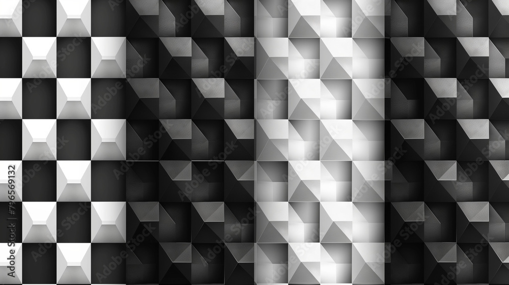 Fototapete Abstract blue background with a seamless pattern of 3D cubes,Colorful Geometric Triangle Mosaic Texture Art
