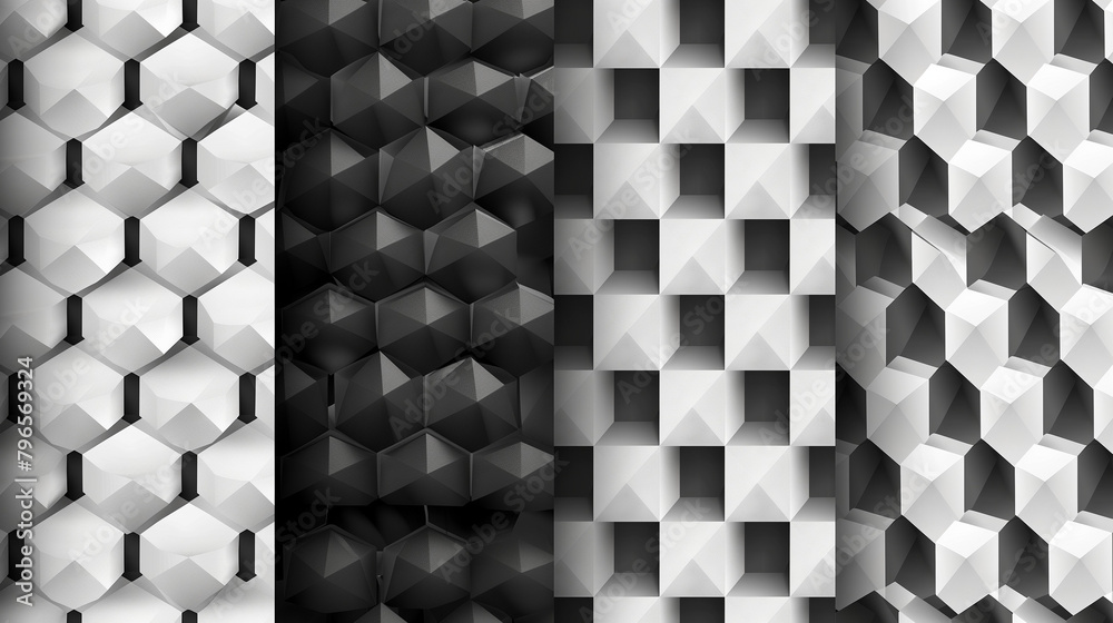 Fototapete Abstract blue background with a seamless pattern of 3D cubes,Colorful Geometric Triangle Mosaic Texture Art
