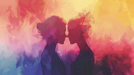 LGBT Lesbian couple background. - love moments happiness concept.