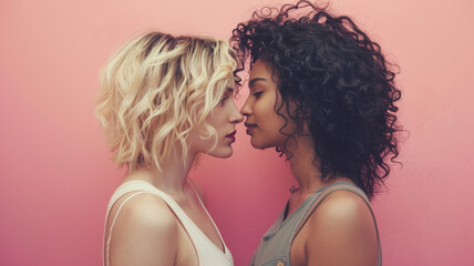 LGBT Lesbian couple. - love moments happiness concept. - 796569540