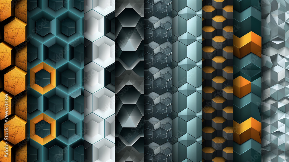 Fototapete abstract blue background with a seamless pattern of 3d cubes,colorful geometric triangle mosaic text