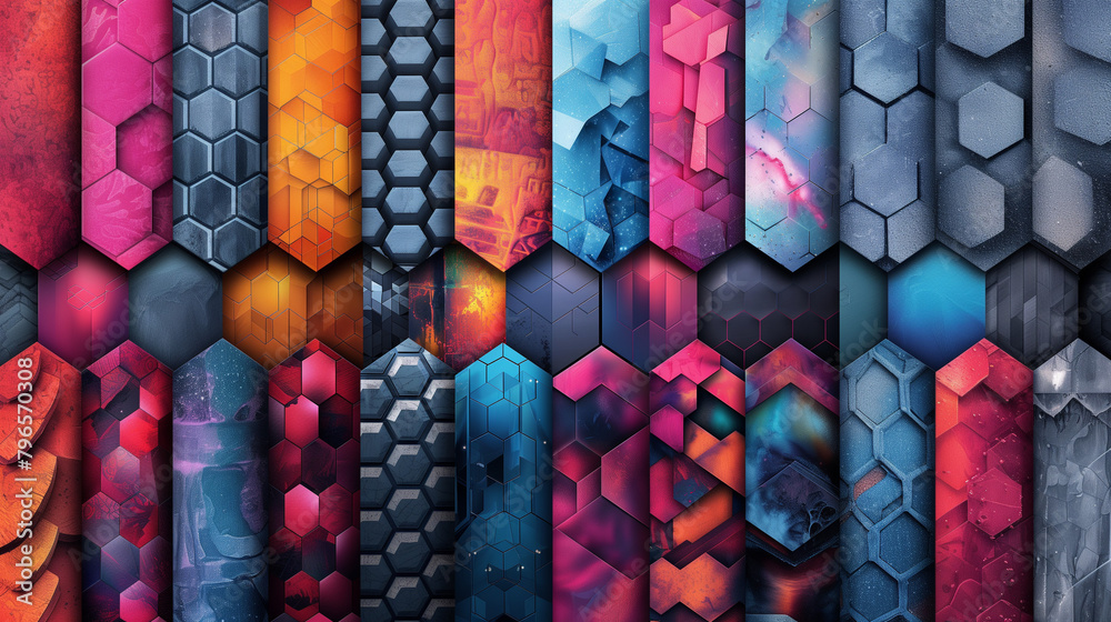Fototapete abstract blue background with a seamless pattern of 3d cubes,colorful geometric triangle mosaic text