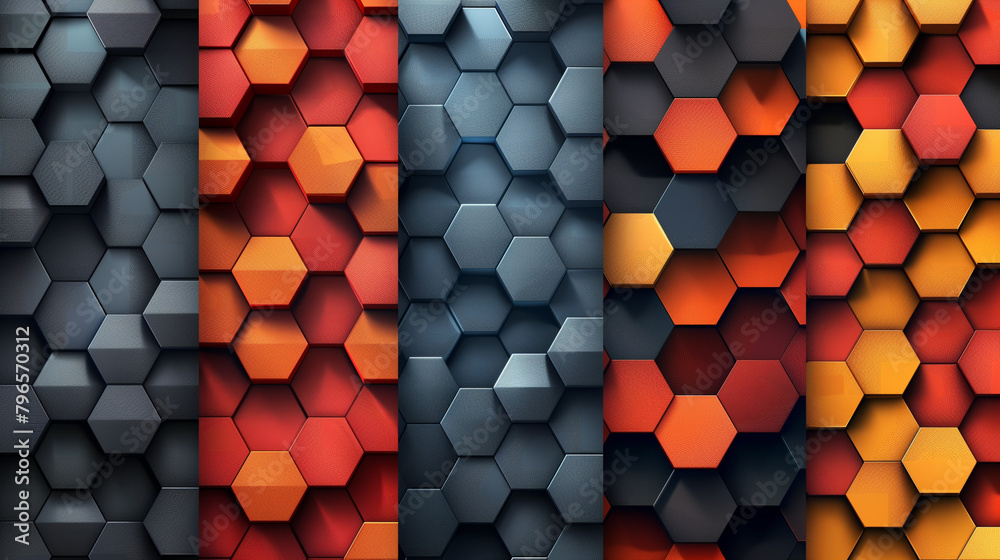 Fototapete Abstract blue background with a seamless pattern of 3D cubes,Colorful Geometric Triangle Mosaic Texture Art