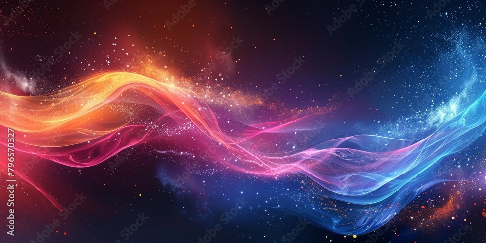 Wall mural a colorful wave of light with a blue and red stripe