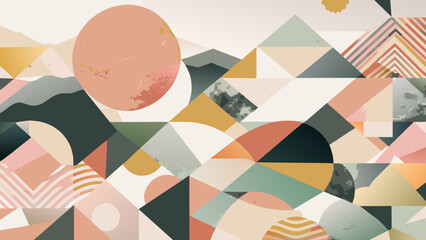 Abstract Geometric Pattern with Pastel Colors and Modern Shapes