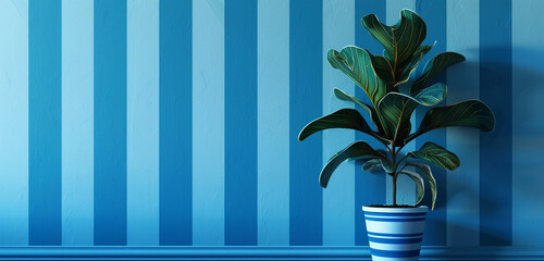 Refreshing cool-toned harmony, standing tall amidst a backdrop of seamless stripes.