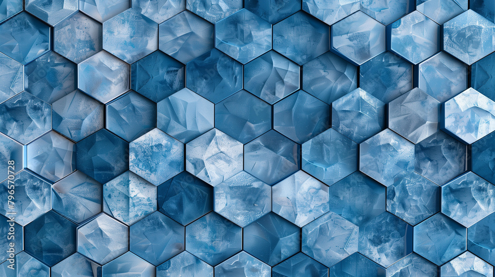 Fototapete abstract blue background with a seamless pattern of 3d cubes,colorful geometric triangle mosaic text
