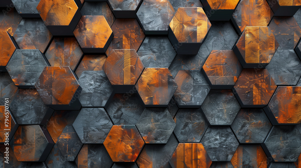 Fototapete abstract blue background with a seamless pattern of 3d cubes,colorful geometric triangle mosaic text