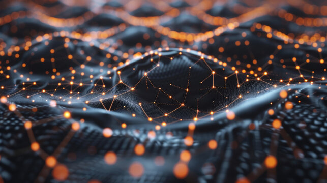 A series of interconnected graphene microchips forming the foundation of a powerful neural network. The potential for advanced artificial intelligence and machine learning