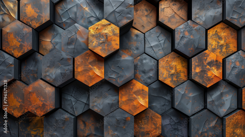 Fototapete Abstract blue background with a seamless pattern of 3D cubes,Colorful Geometric Triangle Mosaic Texture Art