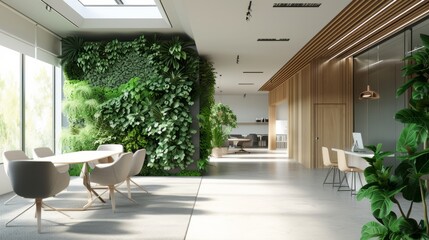 Interior of green office with many different plants and vertical gardens, concept of eco friendship with business
- 796571519