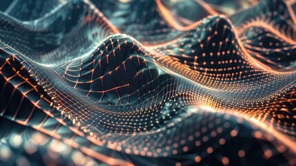 A black and orange wave pattern with a lot of dots