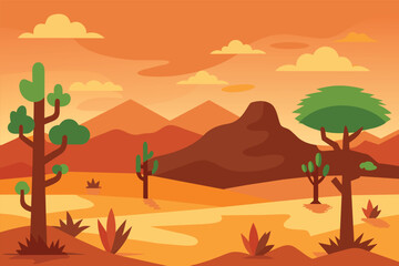 Fototapeta na wymiar Desert forest landscape at daytime vector design