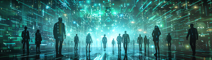 A group of cyber agents forming a protective shield around a newly discovered data species