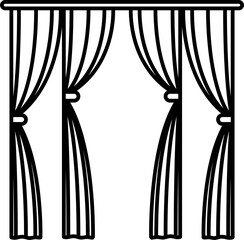 Curtains outline element. Illustration of curtains icon line isolated on clean background 