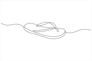 Obraz premium Beach slippers continuous one line drawing of outline footwear vector