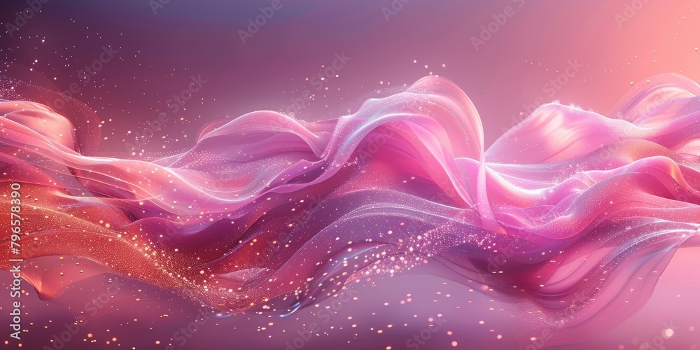Poster a pink and red wave with sparkles in the background