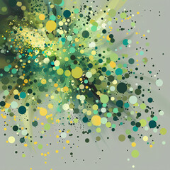  Abstract Color Burst, Olive and Chartreuse, Dynamic Dot Explosion with Copy Space