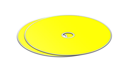 CD or DVD blank template yellow for presentation layouts and design. 3D rendering.