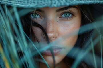 This abstract image features a close focus on fibers, artistically blurred, in a gradient of electrifying blue tones