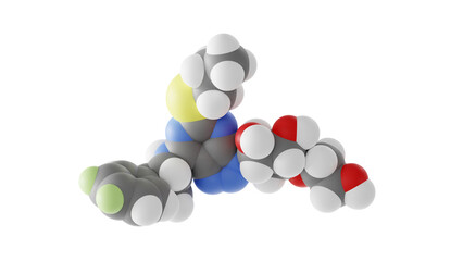 ticagrelor molecule, brilinta, molecular structure, isolated 3d model van der Waals