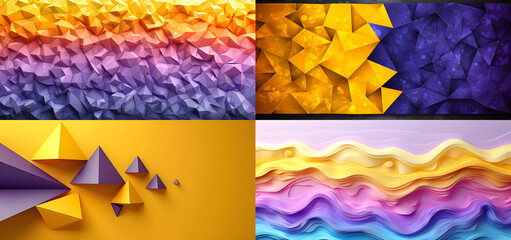 Abstract Yellow and violet isolated Lowpoly Background