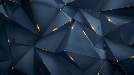 Abstract template dark blue luxury premium background with luxury triangles pattern and gold lighting lines - Powered by Adobe