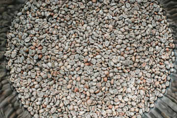 greenbeans coffee with a natural process that is ready to be roasted