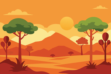 Fototapeta na wymiar Desert forest landscape at daytime vector design